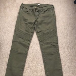 JCREW straight leg paneled army green jeans